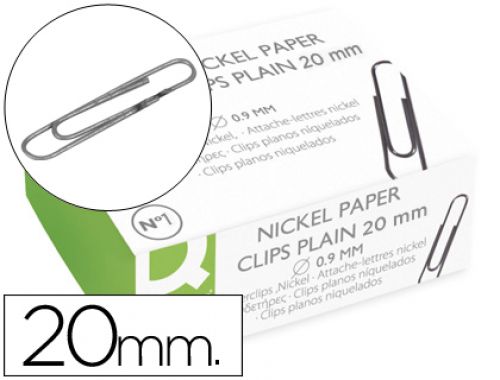 Clips niquelados q-connect plano - n. 1 - 20 mm caixa de 100 unidades , Q-connect , 37995 , 5705831044760
